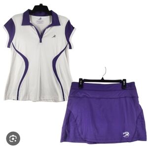 New Jiggy purple white skortset skort and polo top